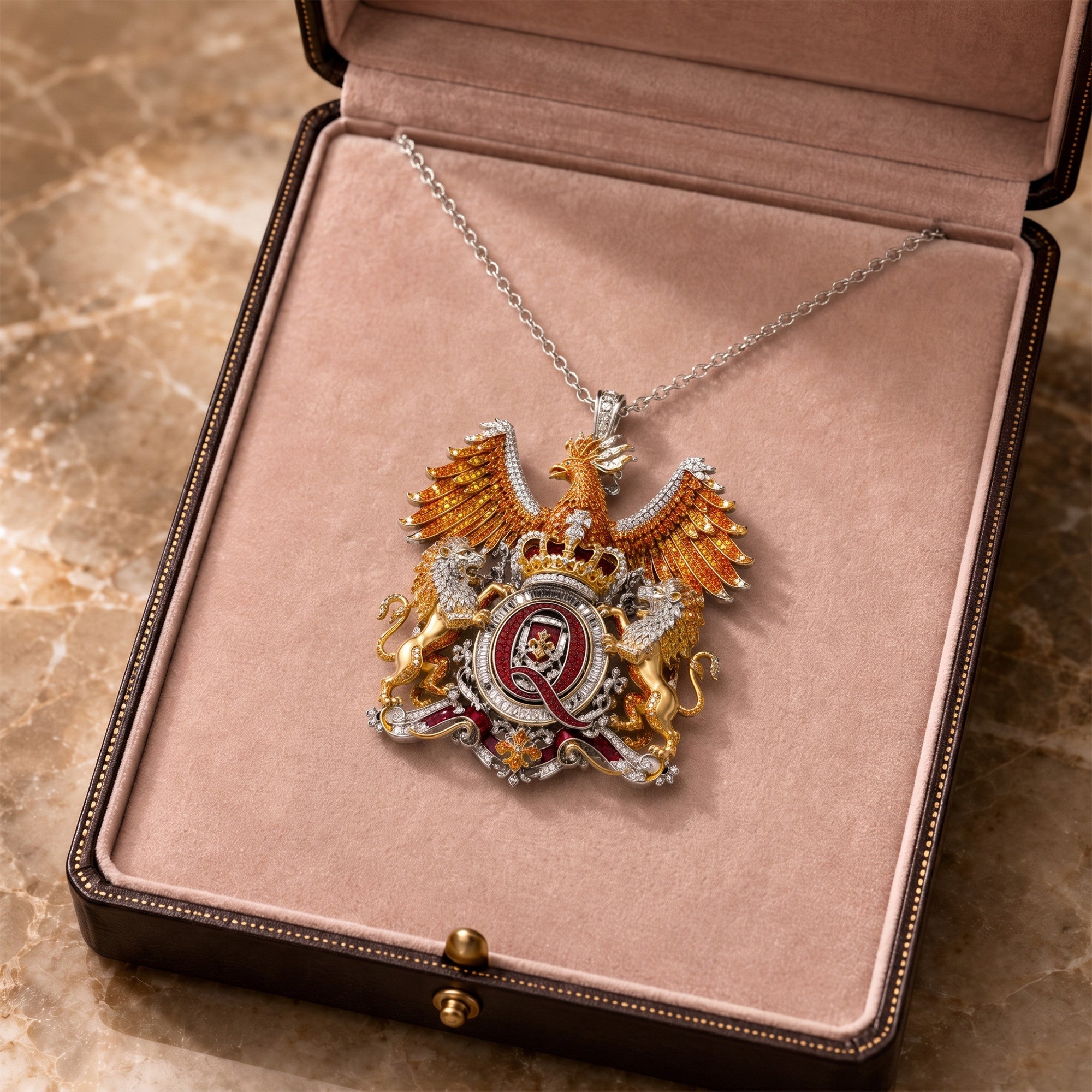 QNN Solid Gold Chain with Diamond Pendant HTTT