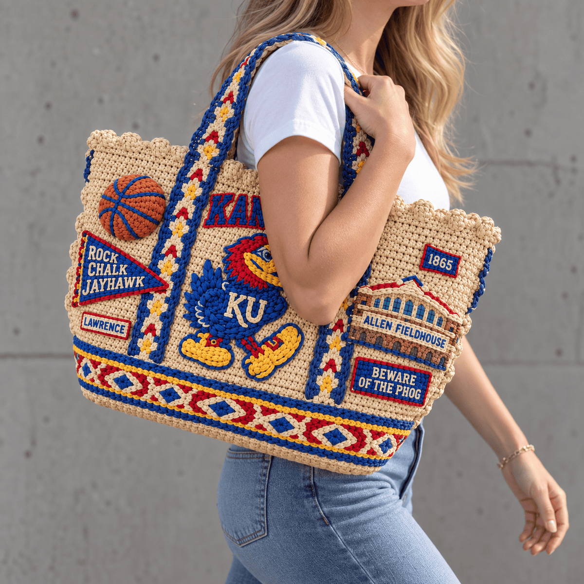 KHSB Straw-Style Embellished Tote Bag HTTT