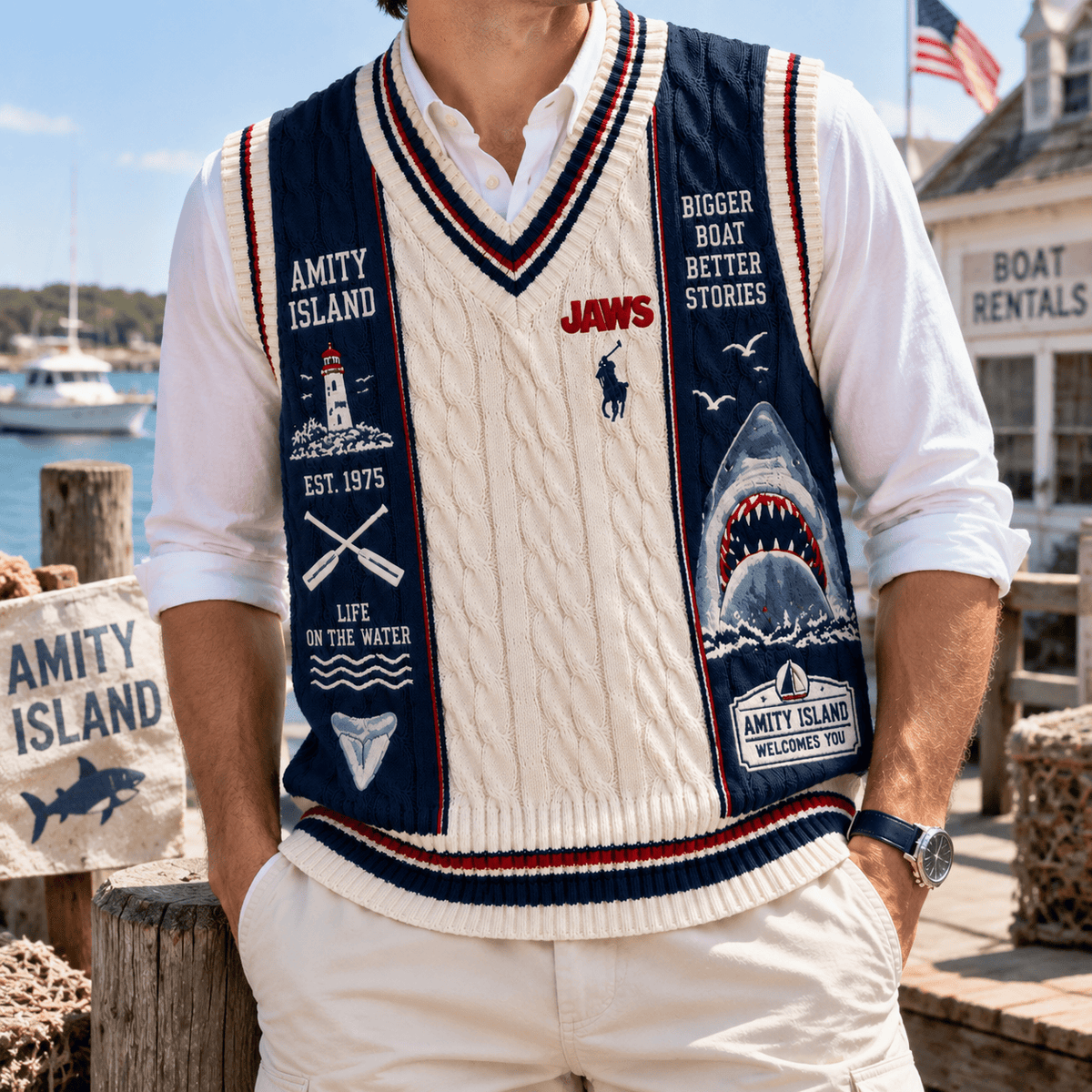 JAWS Premium Heritage Sweater Vest NTNA